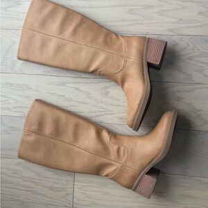 C&C California Classic Tan Mid-Calf Leather Boots - Banana 6.5